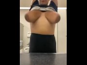 Preview 3 of After work out Public Restroom Titty play