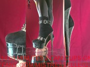 Preview 5 of Mistress Elle wearing her studded boots grinds her slave's cock
