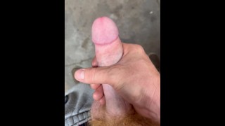 straight ginger guy jerking big dick moaning and big cumshot public at work trying not to get caught