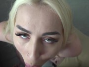 Preview 4 of Blonde euro slut gets her sucks off a small cock till he cums.