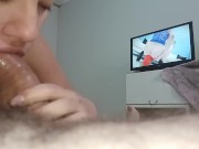 Preview 3 of The bitch's greedy mouth sinking my dick into her wet throat, I love it