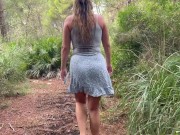 Preview 3 of girl couldn't wait to stop to pee and peeing on a hiking trail in public