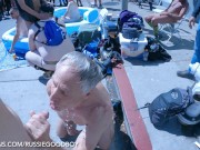 Preview 1 of daddy loves drinking boy piss and getting fucked bb in public. folsom street fair