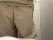 Preview 2 of girl pees doggy style at work in a public toilet