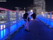Preview 2 of Exposed on the pedestrian bridge with vibrator ejaculated !