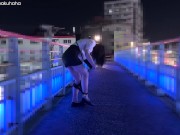 Preview 3 of Exposed on the pedestrian bridge with vibrator ejaculated !