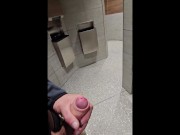 Preview 6 of johnholmesjunior does risky solo show and shoots massive cum load in busy canadian airport bathroom
