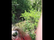 Preview 3 of Big tits blonde Hotwife gives public blowjob outdoors and takes huge facial cumshot
