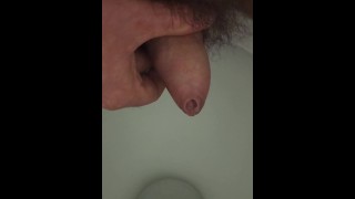 Tight hairy uncut cock toilet piss play cum