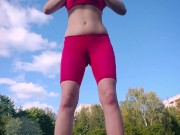 Preview 6 of I Have Visited Public Stadium In Tight Transparent Suit With Amazing Cameltoe