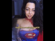 Preview 3 of Superwoman cosplay milf does  with her custom content fave toy black dildo