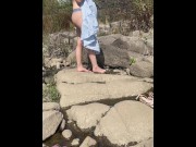 Preview 2 of GORGEOUS GIRL MASTURBATE IN PUBLIC watched by strangers. Adventure at the river. AMATEUR.