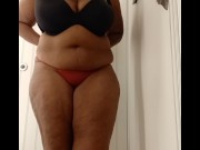 Preview 4 of Ebony BBW Brittani Houston playing with her big titties and pussy in a dressing room