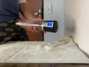 Preview 5 of Big dick getting sucked by the suction of an automatic penis pump