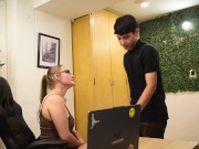 Preview 2 of Hannah_Miller and Lil_Timy make hot negotiations in the office where Lil_Timy benefits.