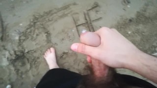 Almost caught jerking off at the beach