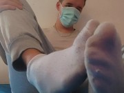 Preview 1 of 18 twink showing feet, uncut cock and cumming