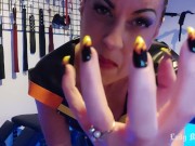 Preview 5 of Sharp Flame Nails - Lady Bellatrix tempts your fingernail fetish in latex