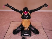 Preview 6 of Rubber Doll Tied To a MotorBunny - Tiny latex slut is tied tightly and made to cum hard!