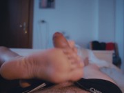 Preview 1 of She turned him into a complete addict to cumming on her soles