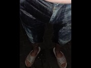 Preview 2 of Pissing and cumming in Jeans shorts!