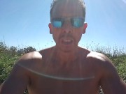 Preview 1 of Muscular guy public masturbation at a popular park. People passing by...interrupting him! RISKY!!!