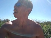 Preview 6 of Muscular guy public masturbation at a popular park. People passing by...interrupting him! RISKY!!!
