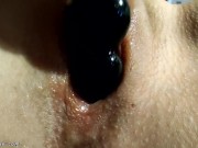 Preview 3 of Macro video, pussy masturbation with anal plug and vibrator - amateur Lalli_Puff ( Short Version )