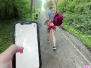 Preview 5 of Public dare - stepsister walks outside with no panties and with remote control vibrator in her pussy