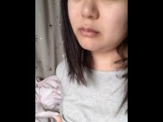 Preview 1 of A busty Japanese woman masturbates her nipples after waking up. Soon she cums.
