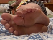 Preview 4 of Foot tease in bed with upskirt