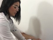 Preview 2 of Doctor with huge ass helps her patient with his erection problem - in Spanish