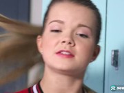 Preview 1 of Teen Lexy Adams Gives A Cheerleader Peep Show