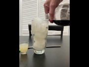Preview 6 of Cum & Coke - My wife told me to make a drink with my frozen cum cubes and a shot of my thawed cum