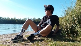 Caught wanking I stop my masturbation session outdoor but I still crave to cum cause I'm a horny boy