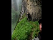 Preview 4 of Risky outdoor fuck behind a public waterfall. Watch to the end