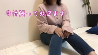 A submissive girl in a Japanese school uniform was restrained and used. I cum on her legs.