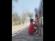 Preview 2 of Tired of driving so decided to stop on the side of road to fuck her hard outdoor in public.