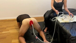 Cute Sub Girl gets her ass plugged and fucked hard / Cum in Ass