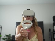 Preview 3 of StepMom is amazed at how realistic the VR PORN is! She can FEEL the COCK and TASTE IT!