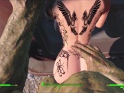 Preview 3 of Tatooed MILF Fucked Dogstyle In Van by Big Dick Mutant Until Orgasm | 3D Sex Animation Fallout 4