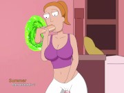 Preview 6 of Summer sucks stepbrother's cock through a portal | Rick and Morty