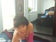 Preview 6 of I fuck myself with a glass dick and flow from orgasm. Hot slutty MILF moans and cums Nimfa Mannay