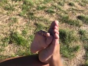 Preview 5 of Foot play on nude beach with dick flash