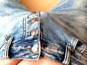 Preview 1 of Cum onto my buttoned blue fretted jeans on a boring afternoon 🥱🍌💧