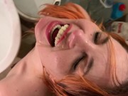 Preview 2 of Degraded toilet whore - pissing licking toilet flashing spitting deepthroat