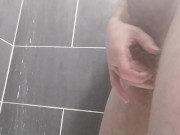 Preview 1 of Trans guy peeing standing in the shower