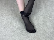 Preview 5 of Mistress shows new black nylon socks and then gives foot massage with her hands