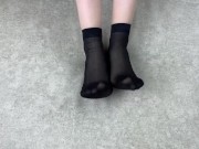 Preview 6 of Mistress shows new black nylon socks and then gives foot massage with her hands