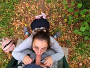 Preview 6 of TEEN ALMOST CAUGHT SUCKING DICK IN PUBLIC PARK - FACIAL